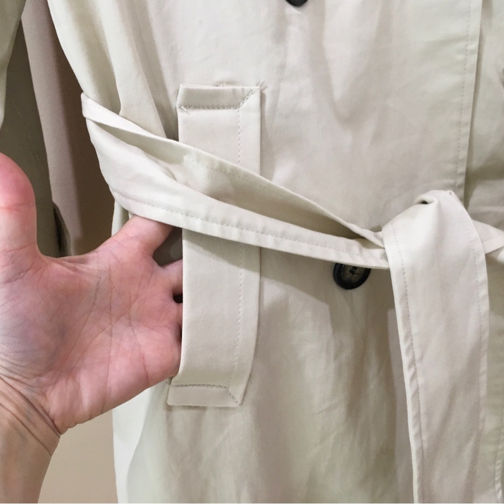NWT Zara Woman’s m Long Scarf Trench Coat Light Beige Belted Midi Jacket - Picture 4 of 8